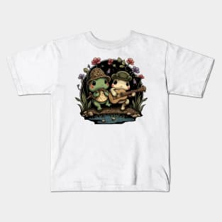 Cottagecore aesthetic frogs playing music Kids T-Shirt